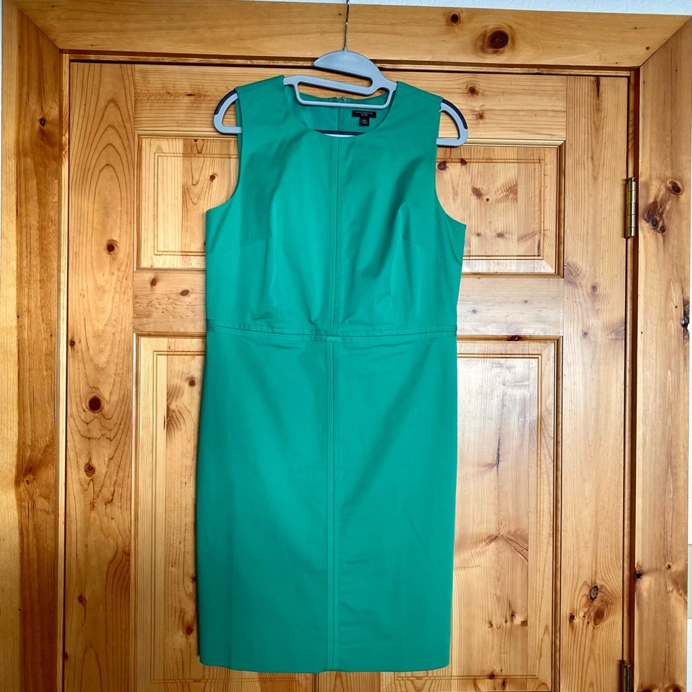 Ann Taylor Teal Green Sleeveless Midi Sheath Dress